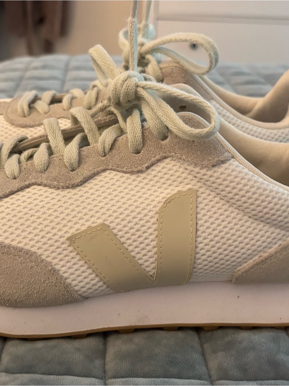 Veja Women's Athletic Sneakers in White and Beige